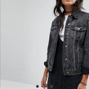 Large Black Pull&Bear Oversized Denim Jacket